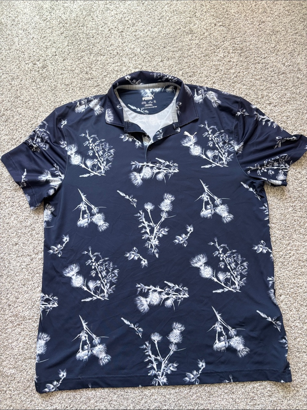 Puma Navy Golf polo with White Floral Print